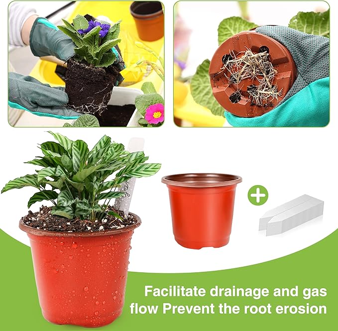 Plant Nursery Pot/Pots 100 Pcs 4" Plastic Small Plants Pots Flower Pots Seed Starting Pots for Plants Indoor Outdoor Seedling pots (with 100 Plant Labels)