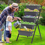 Giantex Vertical Raised Garden Bed, Elevated Planter Raised Beds with Water Drainage, Freestanding 5 Container Boxes for Vegetables and Flowers Growing, Outdoor Indoor Patio Balcony