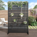 Casaphoria Metal Privacy Screen Outdoor, 72" H x 47" W Freestanding Decorative Privacy Screen for Patio Deck Balcony Garden with Stable Base, Black-Adams