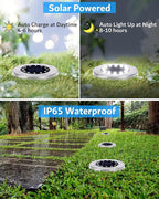 Biling Solar Ground Lights Outdoor 8 Packs, 12 LEDs Bright Flat Solar Lights Outdoor Waterproof Solar Powered for Yard Walkway Garden Driveway (White)