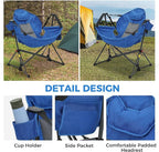 Ainfox Hammock Camping Chair, Foldable Portable Rocking Chairs for Adults Outside Swinging Camp with Cup Holder Pillow for Outdoor Patio Poolside (Blue)