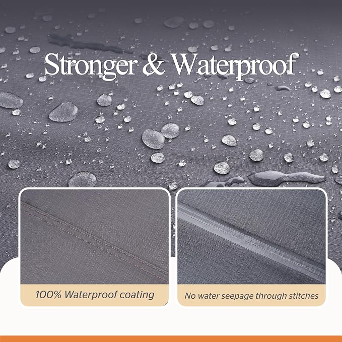 Furniture Set Cover, Grey Waterproof Ripstop Fabric, 126W x 84D x 31H In