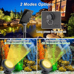 Solar Pond Lights,3000K Warm White LED Underwater Submersible Fountain Light,IP68 Waterproof Landscape Spotlights Lighting for Fish Aquarium Tank Garden Yard Pond Pool Decor(3-in-1)