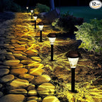 GIGALUMI 12 Pack Solar Lights Outdoor Waterproof, Outdoor Solar Lights for Yard, Solar Garden Lights, Yard Decorations Outdoor for Pathway, Patio, Garden, Driveway, Lawn, and Landscape(Warm White)