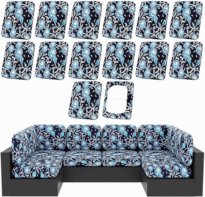 Cushion Covers Set of 14, Bluebell Stretch Fit Outdoor Patio Furniture