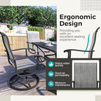 Pamapic 5-Piece Outdoor Dining Set, Patio Dining Set for 4, Outdoor Table and Chairs, All-Weather Outdoor Patio Set with Textilene Swivel Chairs for Garden, Poolside, Deck，Gray