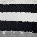 Lazy Daze Hammocks 10.5 FT Double 2 Person Caribbean Rope Hammock, Hand Woven Polyester Hammock with Spreader Bars, for Outside Outdoor Backyard Patio Poolside, 450 LBS Capacity, Black/White