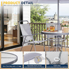 Shintenchi 6 Piece Patio Dining Set with Umbrella, Outdoor Furniture Set with 4 Folding Chairs and Tempered Glass Top Dining Table fot Lawn Backyard Garden Porch, Silver