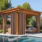 NICETOWN Fade Resistant Patio Curtains Outdoor Waterproof, Fade-Proof Curtains Grade 4 Color Fastness Certified, Thermal Insulated Privacy Sun Shades for Gazebo, Lanai, W52 x L72, Tan, 2 Panels