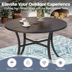 5 Piece Patio Dining Set for 4, 42" x 42" Round Metal Table with Umbrella Hole and 4 Blue Chairs, Outdoor Table and Chairs Set for Lawn Backyard and Deck