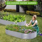 Galvanized Raised Garden Bed, 8x4x1 FT Thickening Planter Boxes Outdoor, Raised Beds for Gardening, Easy Assembly Large Garden Bed for Vegetables, Fruits, Flowers (2-Pack)