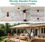 COBIZI 10x15 FT Pop up Gazebo on Clearance - Outdoor pop up Canopy Tent,carpas para Patio, Shelter - Screen Tents with Portable Carry Bag, Patio Gazebos for Camping,Garden,Deck,Backyard,Khaki