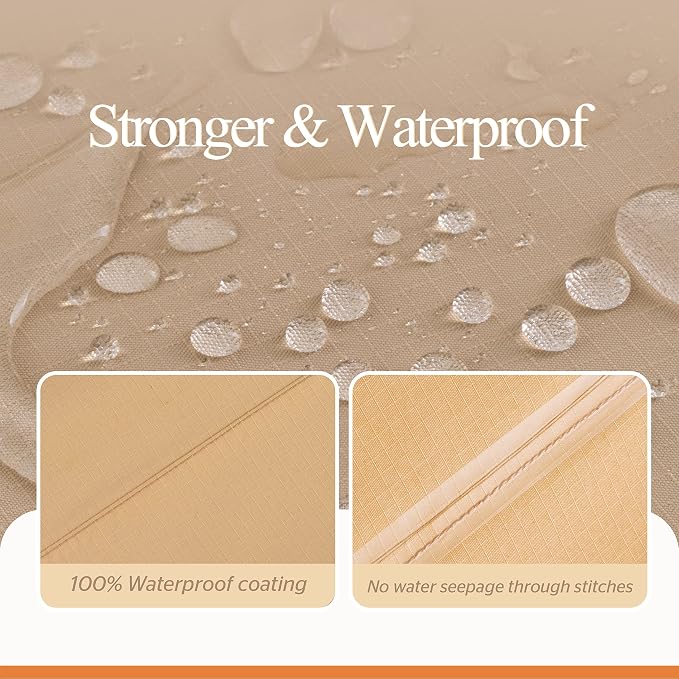 Patio Furniture Set Cover, Waterproof, 126 x 84 x 31 in, Beige & Coffee
