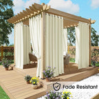 NICETOWN Fade Resistant Outdoor Patio Curtains Waterproof 2 Panels, Xenon Arc Tested Grade 4 Fade Proof, W52xL84 in Thermal Insulated UV Protection Drapes for Sunroom & Pergolas, Light Beige