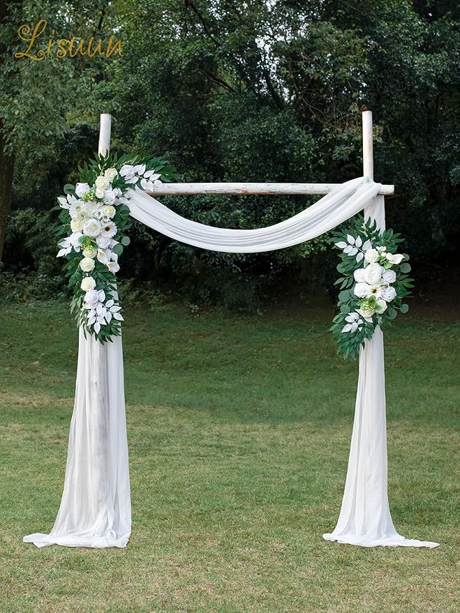Artificial Flower Swag for Wedding Arch, Ivory Peony and Rose Silk Decor