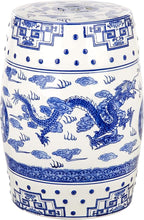 SAFAVIEH Castle Gardens Collection – Dragon’s Breath Blue Glazed Ceramic Chinoiserie Indoor/Outdoor Garden Stool (ACS4554A)
