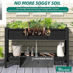 YITAHOME 48x18x30in Raised Garden Bed HDPE, Weather-Resistant Poly Lumber Planter Box with Legs & Storage Shelf, Elevated Garden Bed for Yard, Garden, Balcony - Black