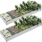 12x4x1ft(2 Pack) Raised Garden Beds Outdoor Kit, Galvanized Planter Garden Boxes Outdoor, Metal Raised Garden Beds for Vegetables,Fruits,Herb,Flower,Silver