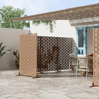 Casaphoria Metal Privacy Screen Outdoor, 72" H x 47" W Freestanding Decorative Privacy Screen for Patio Deck Balcony Garden with Stable Base, Brown-Square