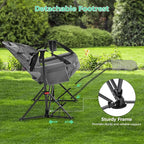 Ainfox Hammock Camping Chair with Footrest, Foldable Portable Rocking Chairs for Adults Outside Swinging Camp with Cup Holder Pillow for Outdoor Patio Poolside (Light Grey)