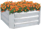 Sunnydaze 11.75" H Raised Metal Garden Bed - Galvanized Raised Garden Bed Outdoor for Vegetables and Flowers - Silver - Square