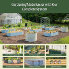 Vego garden 26" Extra Tall Raised Garden Bed Kits, 4 in 1 Modular Raised Planter Box for Vegetables Flowers Fruits Oval Metal Raised Garden Pearl White