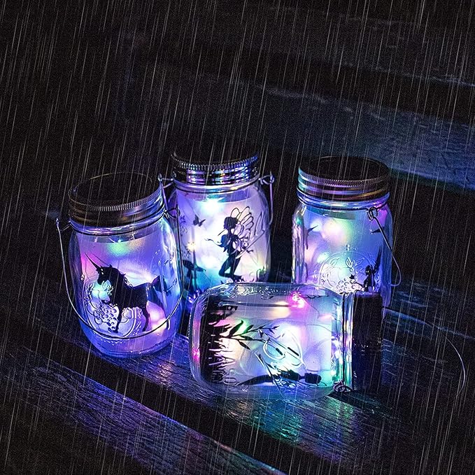 Solar String Lights Mason Jar Lids, 8 Pack, 30 LEDs, Multicolor
