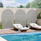 Casaphoria 72" H x 47" W Arched Metal Privacy Screen - Elegant Freestanding Outdoor Screen for Deck, Patio & Balcony - Versatile Decorative Privacy Panels for Home & Garden Use (Grey-Square)