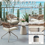 TWT Patio Dining Chairs Outdoor Stackable Dining Chairs for All Weather, Breathable Textilene Garden Outdoor Furniture for Backyard Deck (Brown, Rotatable Set of 2)