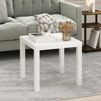 Furinno Classic Coffee Table, Square Modern Coffee Table with Triple Thick Tabletop, Simple Side Table with 4 Legs, for Living Room, Bedroom, Home Office, White
