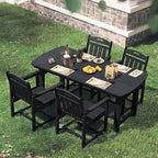 HDPE Outdoor Patio Dining Set with Table & 4 Chairs, All-Weather 5-Piece Outdoor Table and Chairs, 2" Umbrella Hole, Patio Furniture for Garden, Backyard, Deck | Matte Black