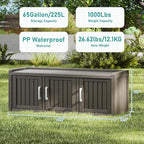 2-Tier Storage Bench, Waterproof UV-Resistant Outdoor Shoe Storage Cabinet with 3 Doors & Adjustable Shelves for Indoor Outdoor Entryway, Hallway, Living Room (Grey)