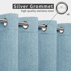 Easy-Going Linen Look Outdoor Curtains Waterproof Windproof Porch Curtains, Soft Thicken Outdoor Privacy Curtains for Patio, Gazebo, Grommet Top and Tab Bottom Drape, 1 Panel, 54x84 inch, Sky Blue