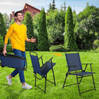Shintenchi 6 Piece Patio Dining Set with Umbrella, Outdoor Furniture Set with 4 Folding Chairs and Tempered Glass Top Dining Table fot Lawn Backyard Garden Porch Blue