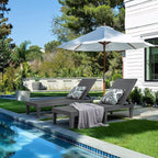 Greesum Outdoor Chaise Lounge Chairs Set of 2 with 5-Position Adjustable Backrest, Waterproof PP Sun Chaise Loungers for Garden Pool Beach Patio Deck Sunbathing, Grey