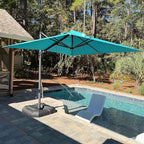 PURPLE LEAF 9 Feet Patio Umbrella Outdoor Cantilever Square Umbrella Aluminum Offset Umbrella with 360-degree Rotation for Garden Deck Pool Patio, Turquoise Blue
