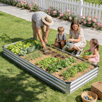 Galvanized Raised Garden Bed Outdoor | Metal Raised Garden Bed for Gardening 2Pack | Large Planter Box for Vegetables Flowers Fruits | Easy Assembly & Safety Design Flower Beds 8x4x1ft Silver