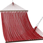 Lazy Daze Hammocks 10.5 FT Double 2 Person Caribbean Rope Hammock, Hand Woven Polyester Hammock with Spreader Bars, for Outside Outdoor Backyard Patio Poolside, 450 LBS Capacity, Red