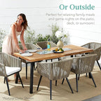Best Choice Products 6-Person Indoor Outdoor Acacia Wood Dining Table, Picnic Table w/Powder-Coated Steel, 350 Pound Capacity Legs - Taupe