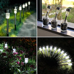 GIGALUMI Solar Pathway Lights, Stainless Steel IP44 Waterproof Auto On/Off Outdoor LED Solar Landscape Lights for Garden, Yard, Patio, Path and Walkway(12 Pack, Cold White)