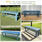 Outdoor Garden Wood Bench, 3-Person Weatherproof Wooden Bench Park Narrow Bench, Never Rot or Fade Waterproof Backless Bench for Entryway, Outdoor, Patio, Porch, Backyard and Park (Blue,47.2''/120cm)