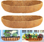 Coco Liners for Planters - 2 Pack 36 Inch Trough Coconut Liners for Planters, Window Box Coco Liners, 100% Natural Coconut Fiber Liners for Wall Hanging Basket, Window Box, Fence Baskets