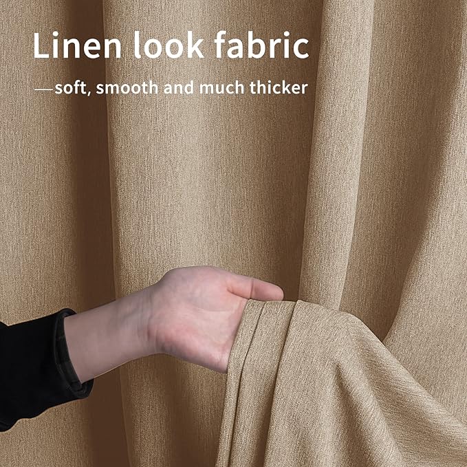 Easy-Going Linen Look Outdoor Curtains Waterproof Windproof Porch Curtains, Soft Thicken Outdoor Privacy Curtains for Patio, Gazebo, Grommet Top and Tab Bottom Drape, 1 Panel, 54x108 inch, Beige