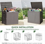 Deck Boxes, 2-Pack 32 Gallon Grey Resin Lockable Waterproof Storage