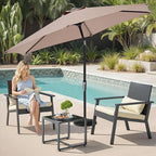OLIXIS 7.5ft Patio Umbrella with Tilt and Crank Button & 8 Sturdy Ribs Waterproof, Patio Table Umbrella Perfect for Poolside, Terrace, Beach and Outdoor Restaurant, Khaki