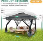 COBIZI 10x15 FT Pop up Gazebo on Clearance - Outdoor pop up Canopy Tent,carpas para Patio, Shelter - Screen Tents with Portable Carry Bag, Patio Gazebos for Camping,Garden,Deck,Backyard,Darkgrey