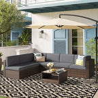 SAND MINE Waterproof Outdoor Rug 8x10 ft, Plastic Reversible Rug, Modern Area Rug, Large Floor Mat for Outdoors, RV, Patio, Backyard, Deck, Picnic, Beach, Camping, Black & Beige
