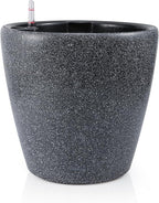 Dexceder 15x14 Self Watering Planter with Wheels Indoor Outdoor, Inner Pot Design, Thickened Large Floor Standing Flower Plant Pot with Water Level Indicator (Stone Matte)