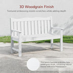 Stoog Outdoor Benches Set of 2, All-Weather HIPS Plastic Garden Bench with 800lb Capacity, Never Fade or Rot, Used for Patio, Porch, Backyard and Park, White