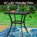 PHI VILLA Outdoor Patio 31" Square Height Bar Table - Image 7